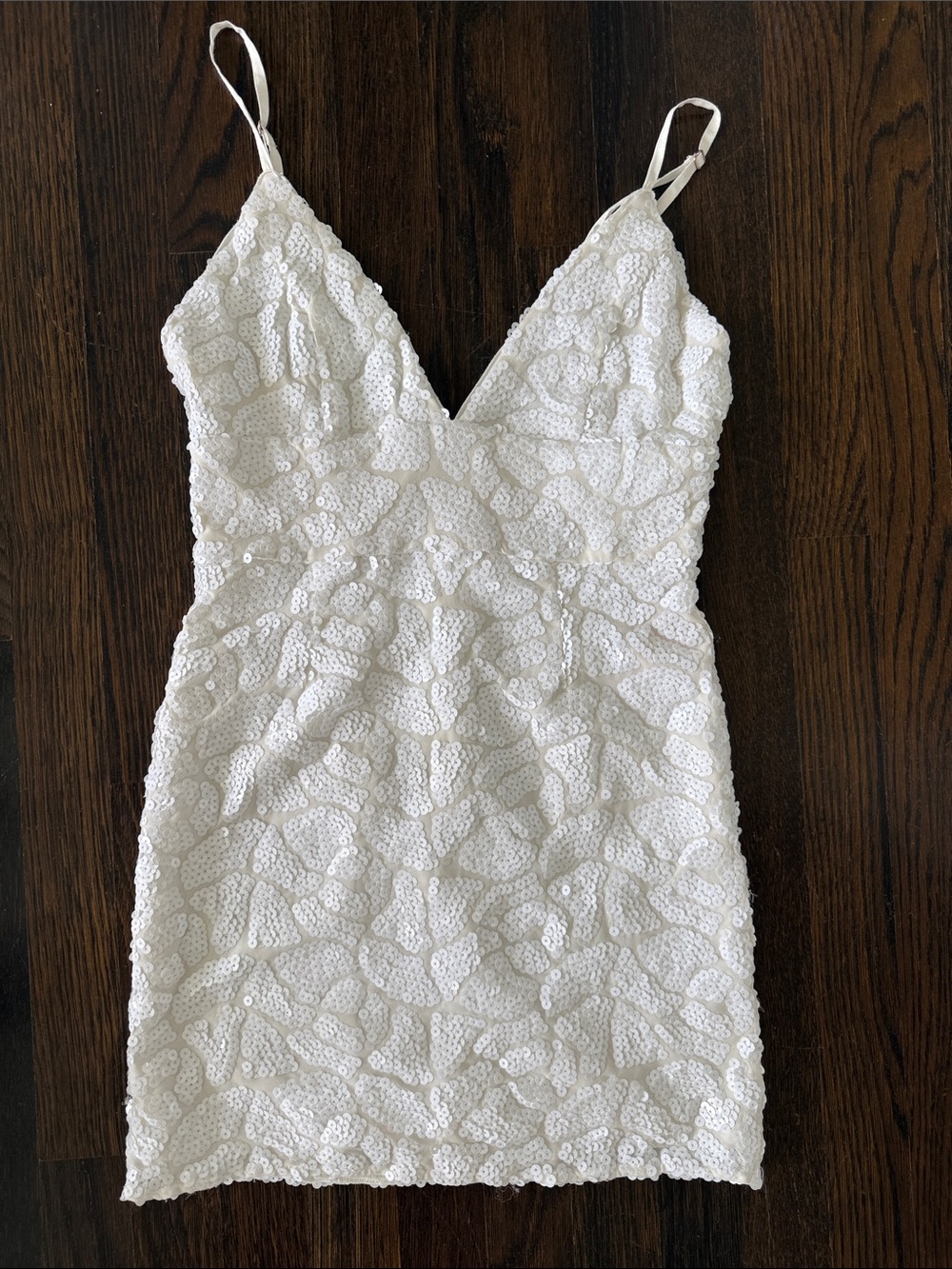 Hutch White Sequin Spaghetti-Strap Slip Dress